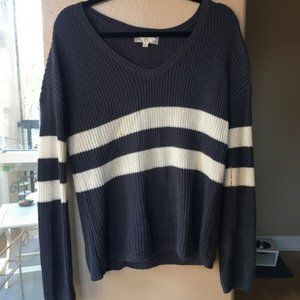 White and Grey Stripped Sweater